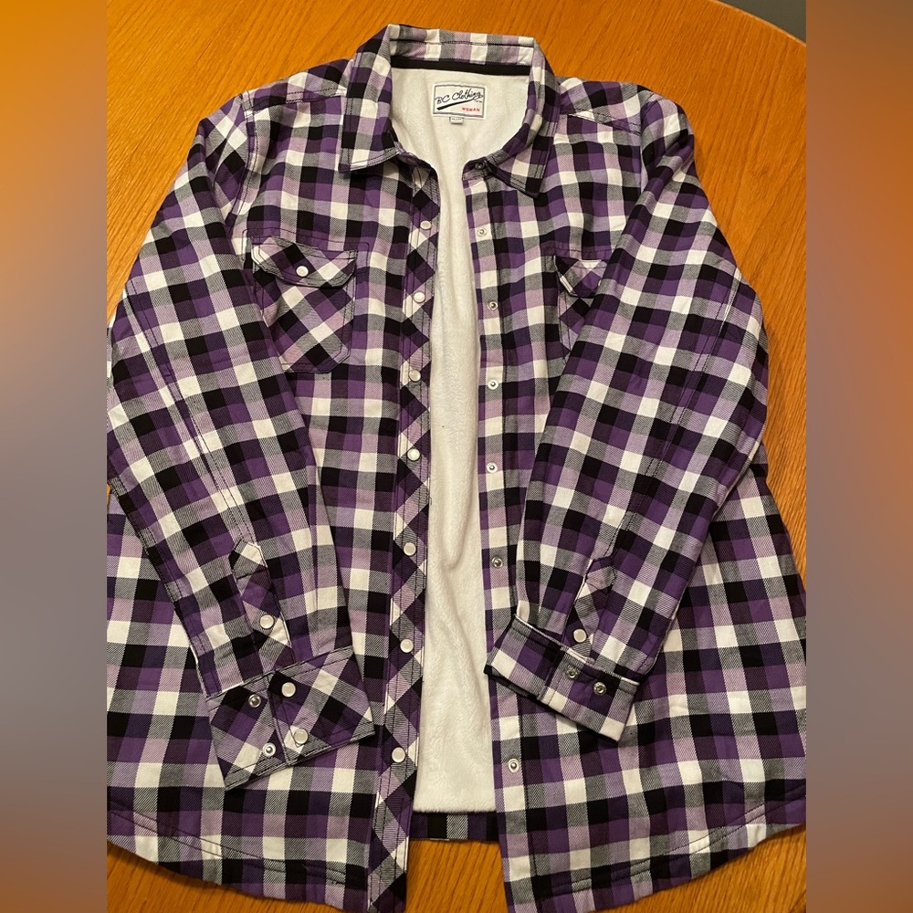 Purple and Black Plaid Lined Shirt/Jacket
